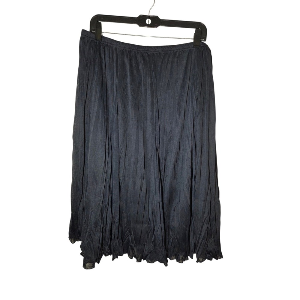 CJ Banks Navy Blue Crinkle Chiffon Midi Skirt Dark Academia Whimsigoth 0X - Picture 2 of 5